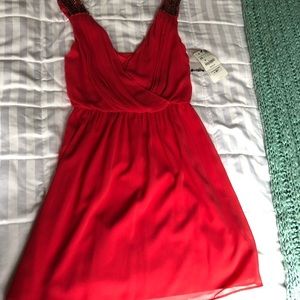 Fuchsia Zara summer dress bronze shoulder beading